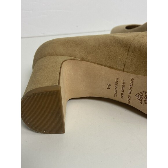 Antonio Melani Camel Suede Almond Toe Full Toe Block Heels Shoes Sz 8M Comfort - Picture 8 of 9